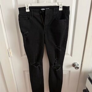 Old Navy Black Distressed Skinny Jeans